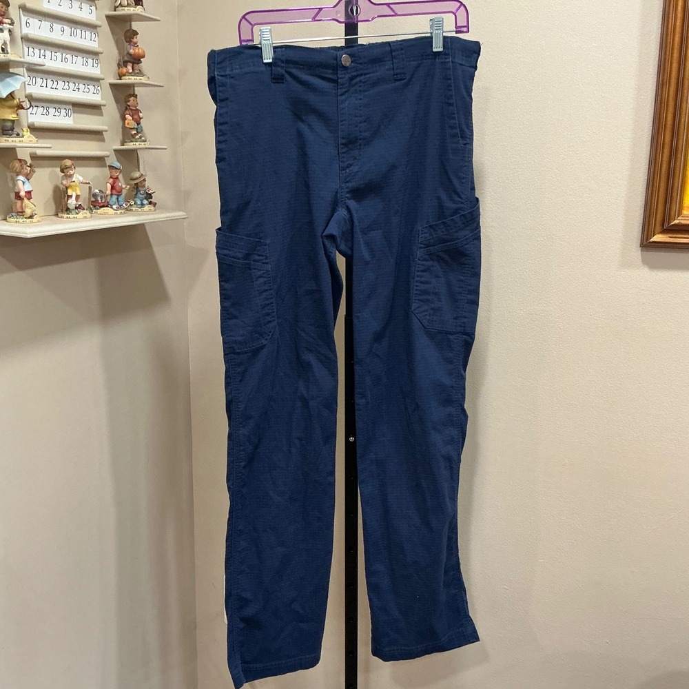 Carhartt Scrub Pants Liberty Tall Med Navy Blue Ripstop Cargo Utility C56418T